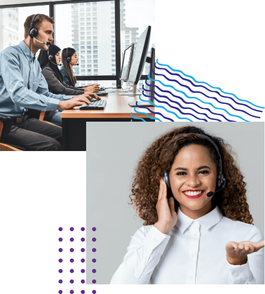 Landing page support man and woman